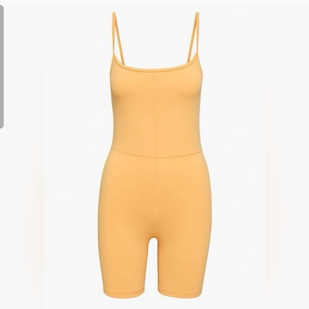 Aritzia Yellow Spaghetti-Strap Romper Jumpsuit